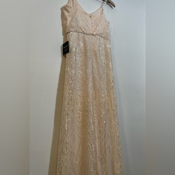 NWT Soieblu Stunning Champaign Blush Sequin Maxi Dress Sz Small Formal Occasion - Picture 7 of 16